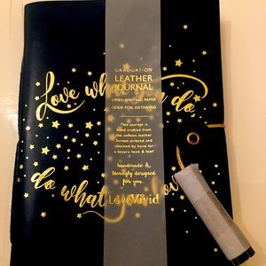 Leather graduation journal gift navy hold dust 5 lined notebooks tassel new